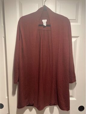 Jaclyn Smith Rust Brick Open Front Cardigan Sweater L Long Sleeve